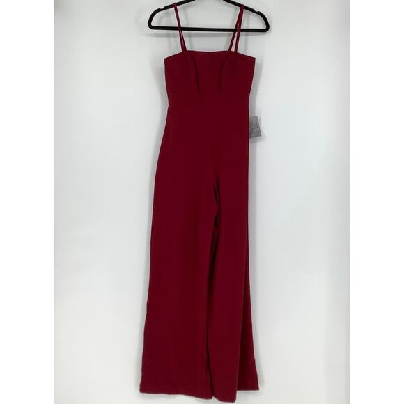 NEW! Dessy Collection Size 0 Spaghetti Strap Jumpsuit Burgundy $263 msrp J4-2 - Picture 3 of 10